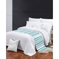 thumbnail image 2 of Bed Runner Scarf Cal King Size, Aqua Ombre Grey Striped Stain Bed Runners & Scarves for Foot of Beds, Farmhouse Stripe Modern Decorative Bedding Runner Scarf for Hotel Home Bedroom, 2 of 6