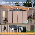 thumbnail image 4 of Sunmthink 6X8FT Outdoor Storage Shed with Plastic Floor, Metal Tool Shed with Lockable Door and Vents, Patio Shed for Garden, Backyard, Poolside, Brown, 4 of 8