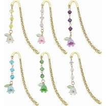 6 Styles Flower Bookmark Lily of the Valley Metal Book Markers Multipack Gold Bookmarks Funny Resin Charms Bookmark Gift for Women Man Book Reading Lovers Christmas Festival Delicate Gift