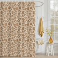 thumbnail image 3 of Shower Curtain Brown Floral Silhouette Shower Curtains for Bathroom Decor, Waterproof Polyester Shower Curtain Set with Hooks, Standard Size 72" x 72" Vintage Spring Flower, 3 of 9