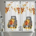 thumbnail image 3 of Window Curtains 2 Pack, Thanksgiving Black Lattice Truck Pumpkins and Maple Leaves Curtains for Kitchen Bathroom Living Room Bedroom, Semi Sheer Rod Pocket Draperies Privacy Curtains 52x84 Inches, 3 of 5
