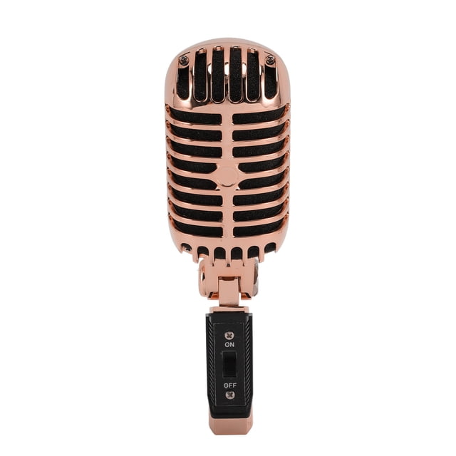 Microphone Vocal Dynamique Rétro Classique, Micro Cardioïde Unidirectionnel Style Vintage Auto-Tenant, Microphone Vocal Dynamique pour Enregistrement Studio pour KTV