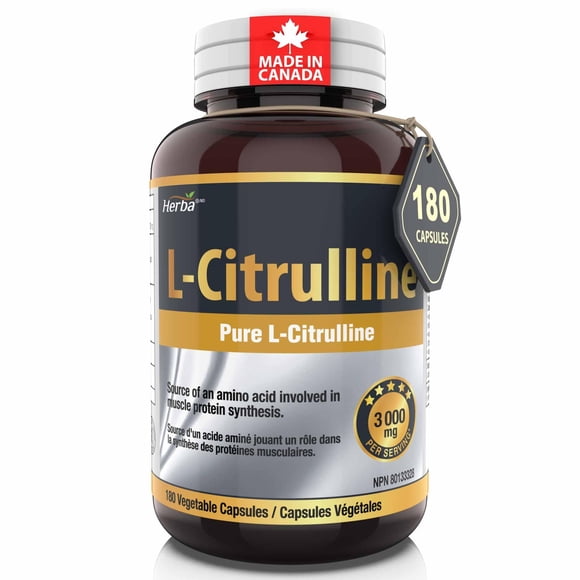 Herba L-Citrulline Capsules 750mg – 180 Vegetable Capsules | Made in Canada