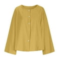 thumbnail image 3 of Womens Blouses Casual Long Sleeve Neck Long Sleeve Cotton Aline Loose Button Tunic Summer Blouse, 3 of 5