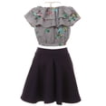 thumbnail image 2 of Big Girl 3 Pieces Girls Ruffle Top Flower Skirt Necklace Party Clothing Set Navy 8 JKS 2130S BNY Corner, 2 of 5