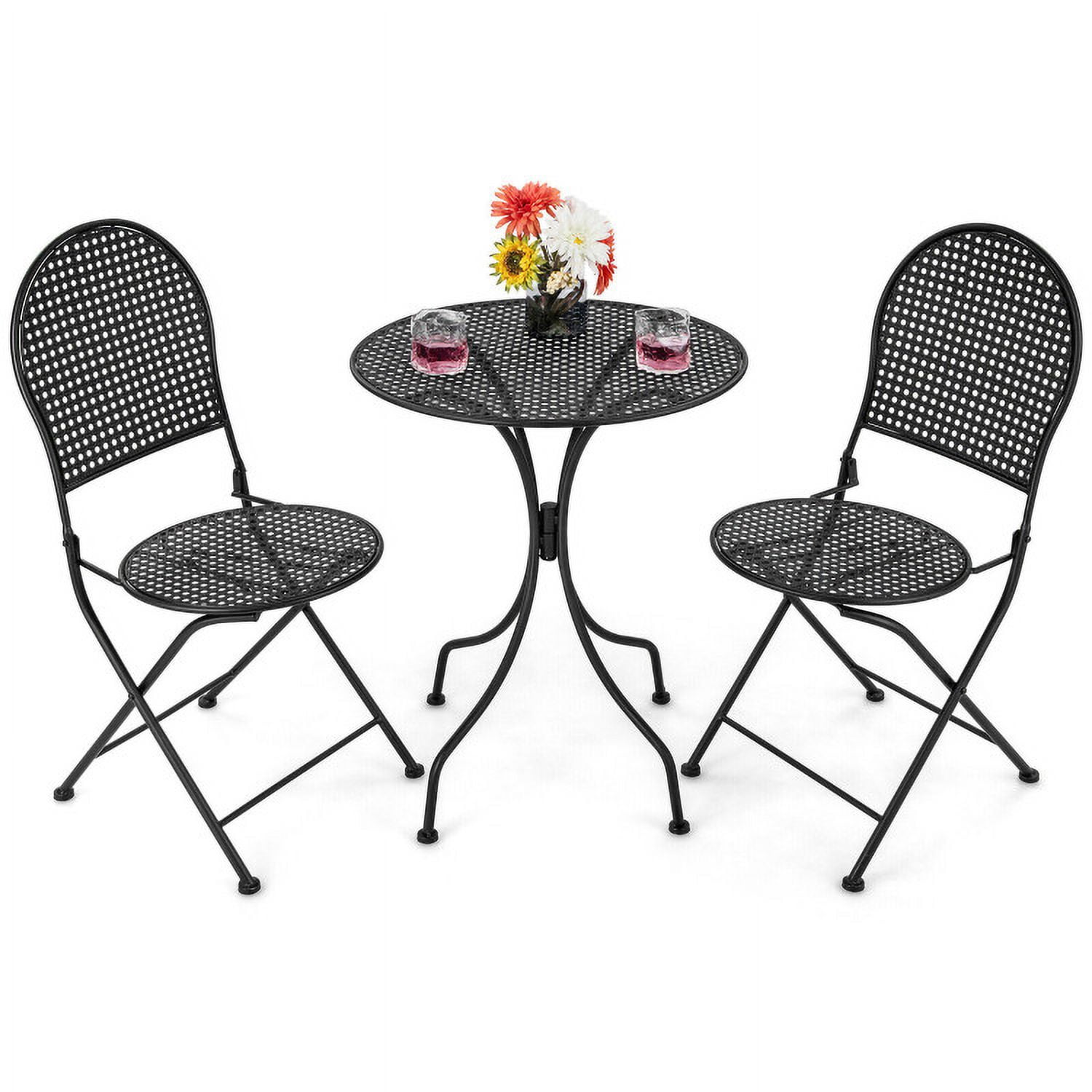 Aimee Lii 3 Pieces Patio Bistro Set Outdoor Conversation Furniture Table and Folding Chair, Outdoor Patio Furniture