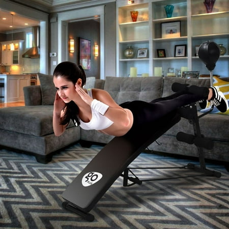Adjustable Incline Curved Workout Fitness Sit Up Bench Walmart Com