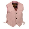 Girls Pink Leather Basic Side Lace Four Snap Vest