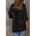 thumbnail image 1 of POGLIP Women's Black Drawstring Turndown Collar Hooded Outerwear, 1 of 6