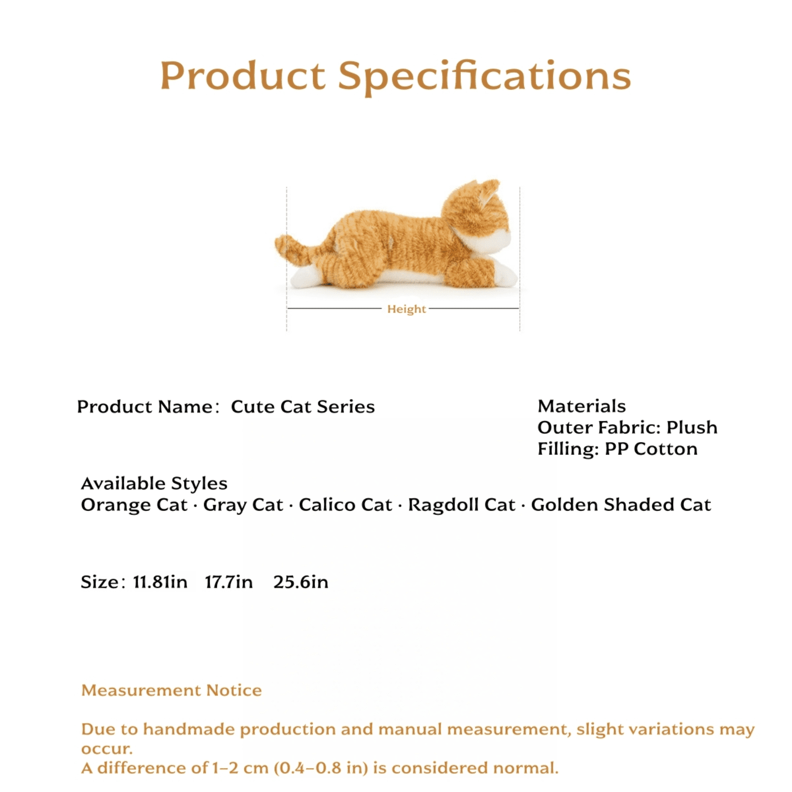 Lifelike Cat Plush Toy, Soft Stuffed Cat with Weighted Paws & Tail, Realistic Plush Animal Pillow Doll for Home Decoration and Comfort Gift