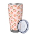 thumbnail image 2 of Honeii Peach With Leaves Print 20OZ Car Cup, Insulated Stainless Steel Travel Mug with Lid and Straw, Keep Your Drinks Hot and Cold-Without Straw, 2 of 4