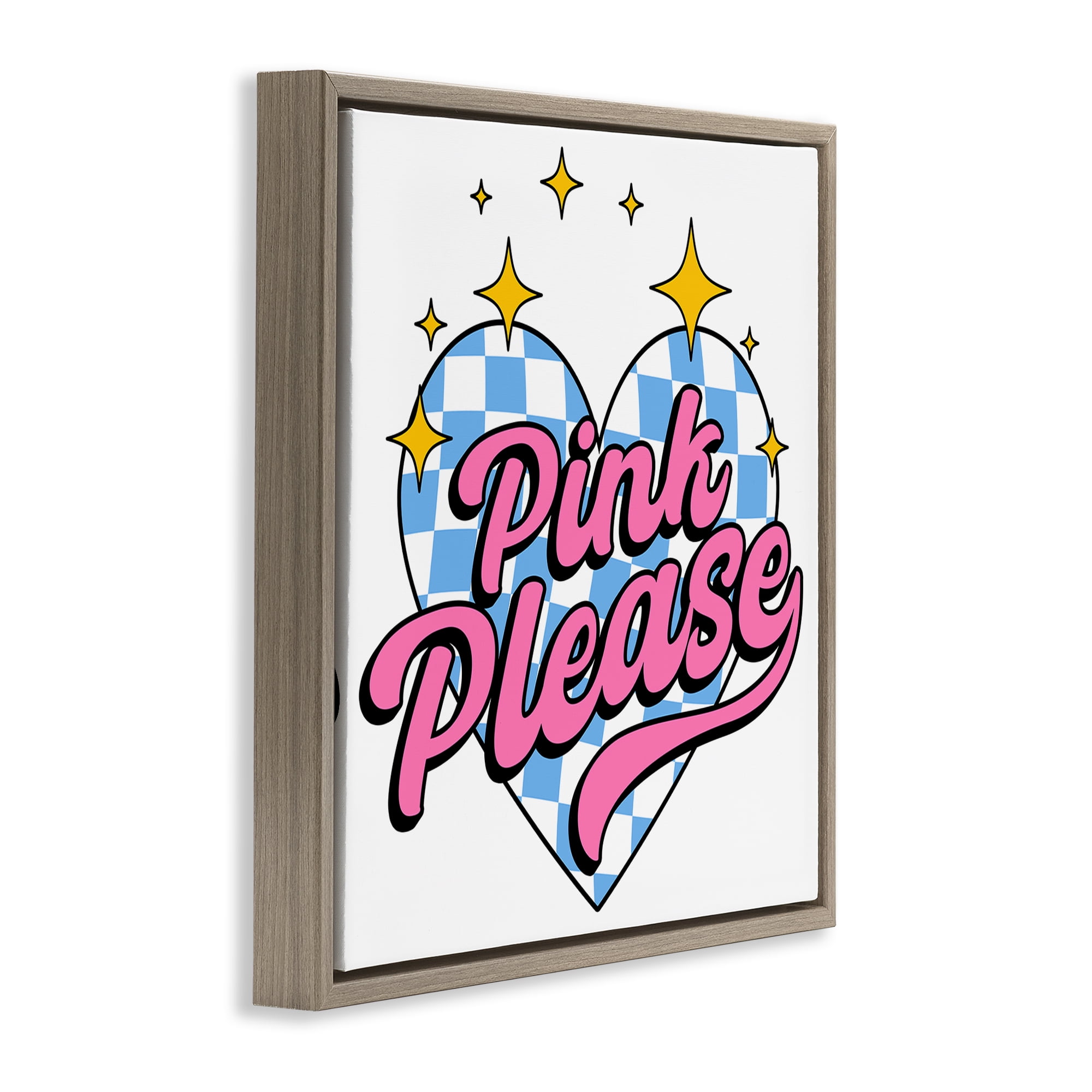 Stupell Industries Funky Pink Please Text & Numbers Painting Brown Floater Framed Canvas Art Print Wall Art, 25 x 25