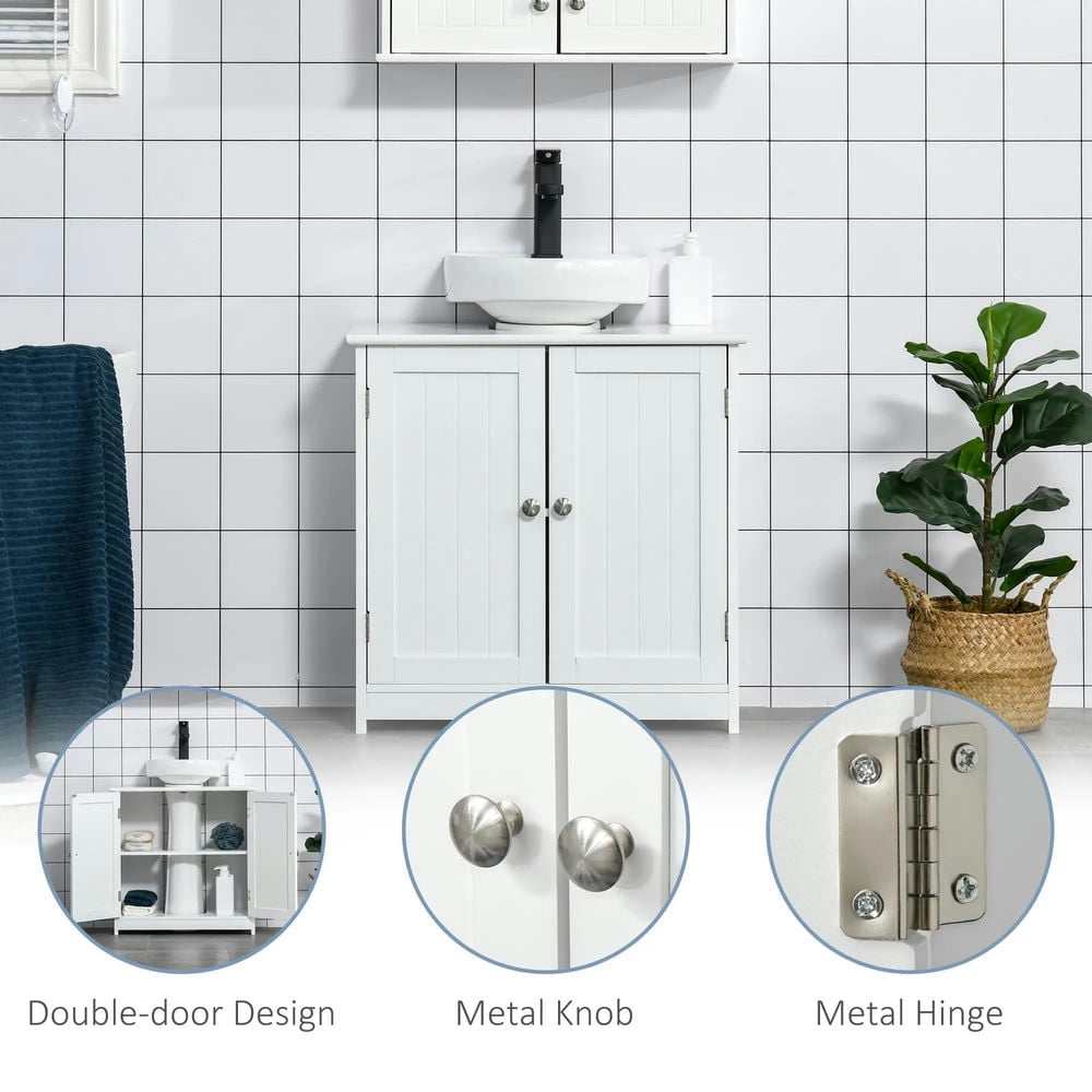 Topcobe Bathroom Vanities, Bathroom Sink Cabinets with U-Shape Cut-Out and Adjustable Internal Shelf, Indoor Modern Furniture for Bathroom, White