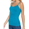 thumbnail image 3 of Juniors Solid Plain Adjustable Spaghetti Strap Layering Cropped Camisole Tank Top (Ocean Turquoise, L), 3 of 4