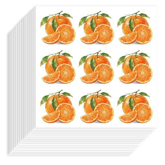 180Pcs Oranges Stickers Self-Adhesive Paper Decorative Stickers Waterproof Fruit Planner Decals