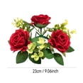 thumbnail image 2 of Artificial Rose Candle Ring Wreaths, Faux Floral Silk Flower 2 pcs Table Centerpiece Dining Room Wedding Ceremony Event Home Desktop Shelf Votive Holder Decoration Red, 2 of 5