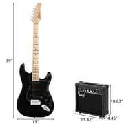 Glarry 6 Strings Right Hand Electric Guitar Package for Beginner,Black