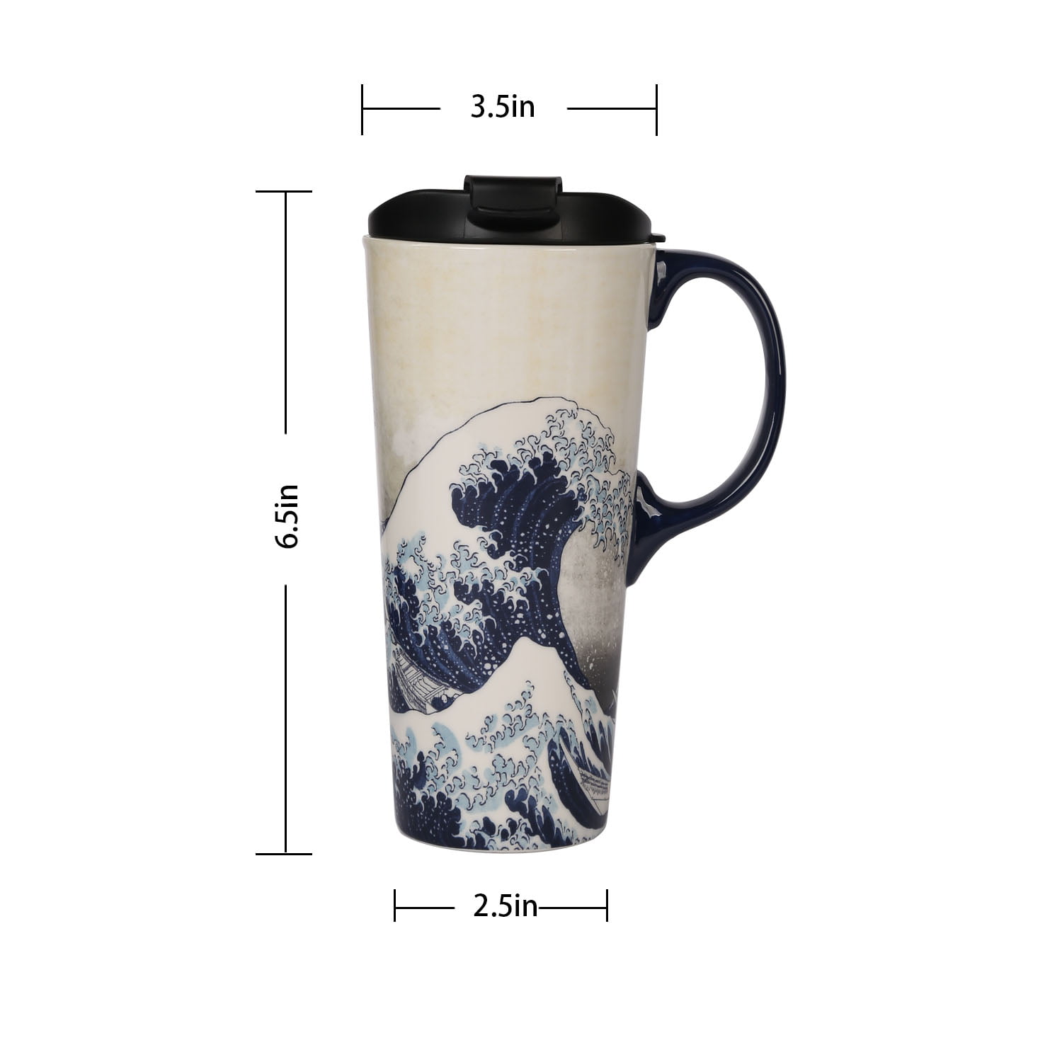 Ceramic Travel Mug Porcelain Coffee Cup with Spill-proof Lid and