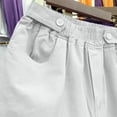 thumbnail image 5 of AKOEE Cotton Summer Shorts Womens Elastic Waist Wide Leg Casual Short Pants with Pockets Solid Color Dressy Shorts (XL, White), 5 of 6
