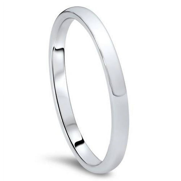 2mm Dome High Polished Wedding Band 10K White Gold