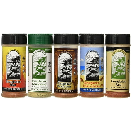 5 Pack Everglades Seasoning Sampler Cactus Dust Heat Fish & Chicken Rub 6 Oz Bottles 8 Oz All (Best Bbq Chicken Dry Rub)