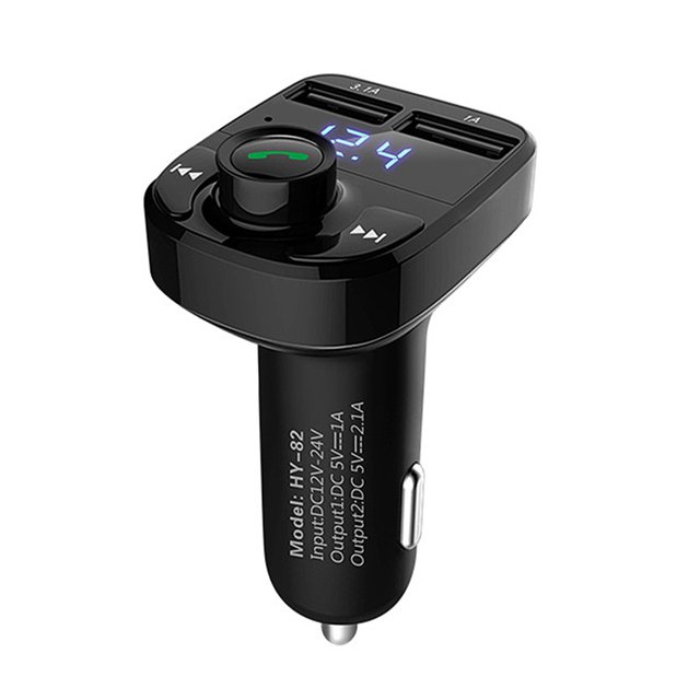 HY-82 Transmisor FM cargador coche MP3 manos libres compatible con para coche con USB dual