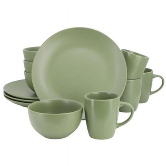Gibson Home 142563.12 Everyday Plus Round Sto are Dinnerware Set, Green - 12 Piece