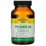 Country Life Vitamine D3, 250 mcg, 200 gélules