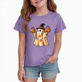 thumbnail image 6 of NOLDARES Children Girls Boys Tops Halloween Themed Cartoon Printed Short Sleeved Crew Neck T Shirt(Purple,5-6 Years), 6 of 6