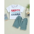 thumbnail image 2 of Wassery 4th of July Outfits Infant Baby Boys Letter Print Short Sleeve Crew Neck Tank Tops and Casual Elastic Shorts Set 2pcs Independence Day Clothes 3M-3T My First Independence 's Day, 2 of 9