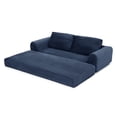 thumbnail image 4 of 2-In-1 Folding Convertible Sofa Bed, Modern Corduroy Sleeper Couch with 2*Pillows, Futon Modular Upholstered Boneless Sofa with Pull-Out Bed, Folding Floor Modular Couch for Living Room (Blue), 4 of 11