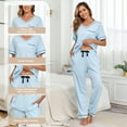 thumbnail image 5 of EA'S SECRET 100% Cotton Pajamas for Women Set Short Sleeve & Long Pants Lounge Sets for Women V Neck Sleepwear with Pockets (Light Blue,2XL), 5 of 8
