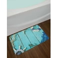 thumbnail image 2 of Nautical Bath Mat, Nautical Lifestyle Theme Vintage Steering Wheel Stars Net Lifebuoy, Non-Slip Plush Mat Bathroom Kitchen Laundry Room Decor, 29.5 X 17.5 Inches, Turquoise Navy Blue White, Ambesonne, 2 of 2