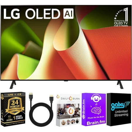 LG OLEDB4PUA OLED B4 h HDR 4K Smart OLED TV 120 HZ Refresh Rate + UAX 4K HDMI 2.0 Cable + CPS 24 Months Protection and Streaming Bundle with Alexa (77, Inches)
