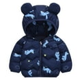 thumbnail image 2 of Tao Tao Baby Boys Girls Winter Coats Hoods Light Puffer Down Jacket Outwear Dinosaur Prints Warm Thick Clothes With Zippers Navy 4 Years, 2 of 4