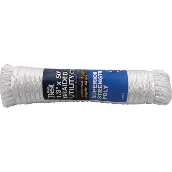 Do it Best Tools Polypropylene Paracord Rope - Durable - 1/8 In. x 50 Ft., White