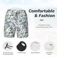 thumbnail image 3 of Fotbe Vintage Blue Floral Traje de Baño para Hombre – Shorts de Natación de Secado Rápido con Forro y Bolsillos-Medium, 3 of 6