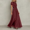 thumbnail image 5 of Tqcoqu Women High Neck Lace Puff Sleeve Maxi Dress,Flowy Formal Plus Size Gown for Women ,Wine Women's XS-XXXXXL, 5 of 6