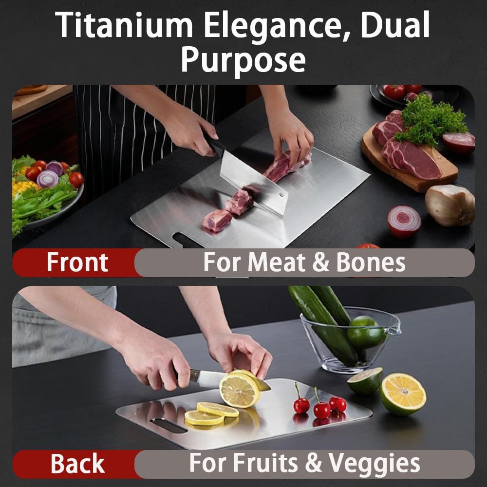 2025 New Katuchef Titanium Cutting Boards for Kitchen, Katuchef Cutting Board, Large Double-Sided Design Allows for Separate Preparation of Raw and Cooked Food