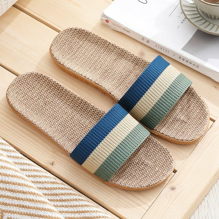 

Men Sandals AXXD Men Shoes Couple Fashion Slip On Cane Slides Indoor Home Slippers Beach Shoes for New Trends Blue 12.5
