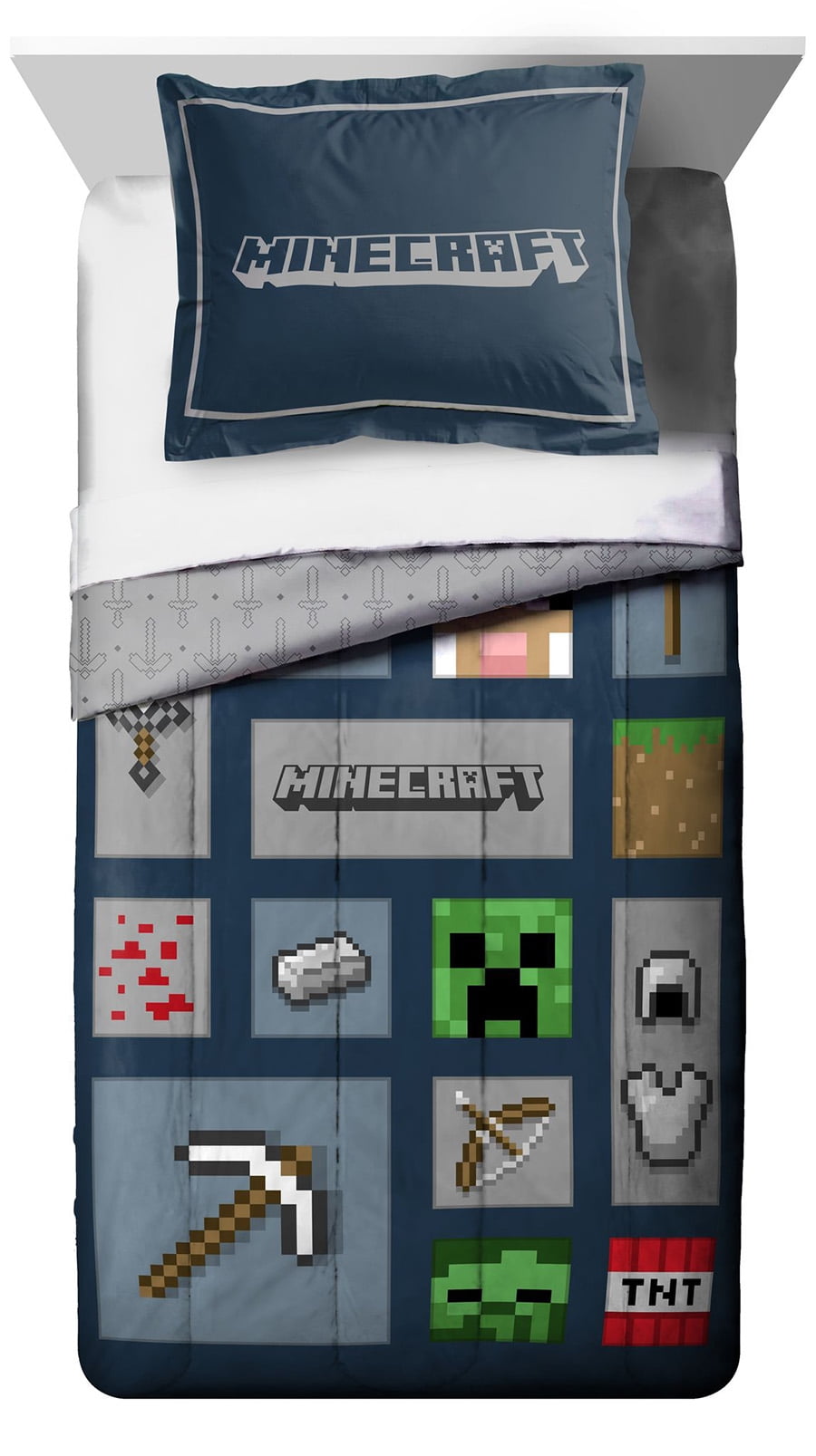 NEW MINECRAFT TWIN BED SHEET SET FLAT FITTED AND PILLOWCASE BEDDING SUPER SOFT