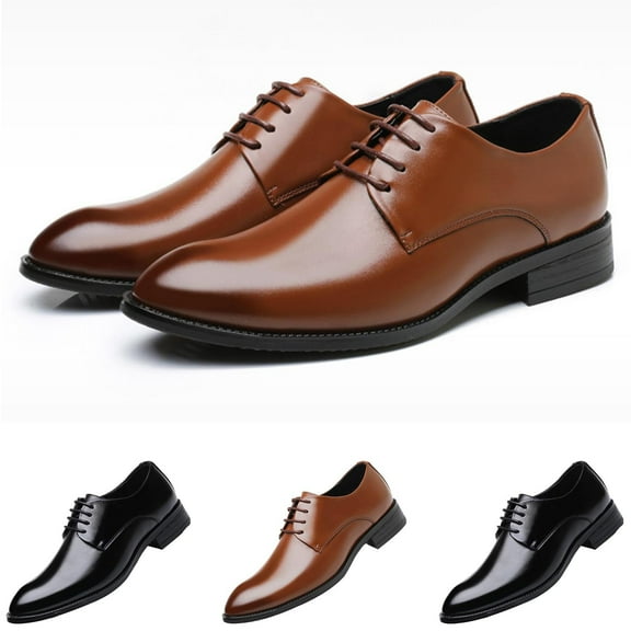 HaiMao Mens Oxford Shoes Clearance PU Leather Dress Shoes Brown 11.5(48)