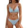 thumbnail image 2 of idosla Women's 2 Piece Bikini Sets Ditsy Floral Swimsuit Tie Back Swimwear (Blue, XL), 2 of 8