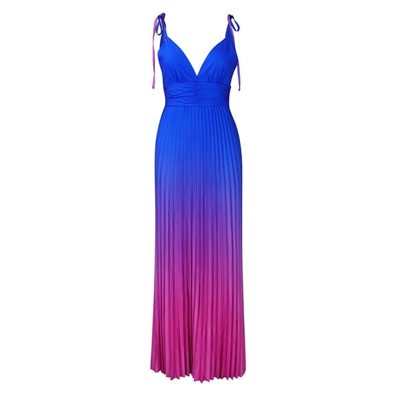AURA Gradient Backless Strappy Maxi Dress High Waist V Neck Summer 2025 Sleeveless A Line Evening Dress