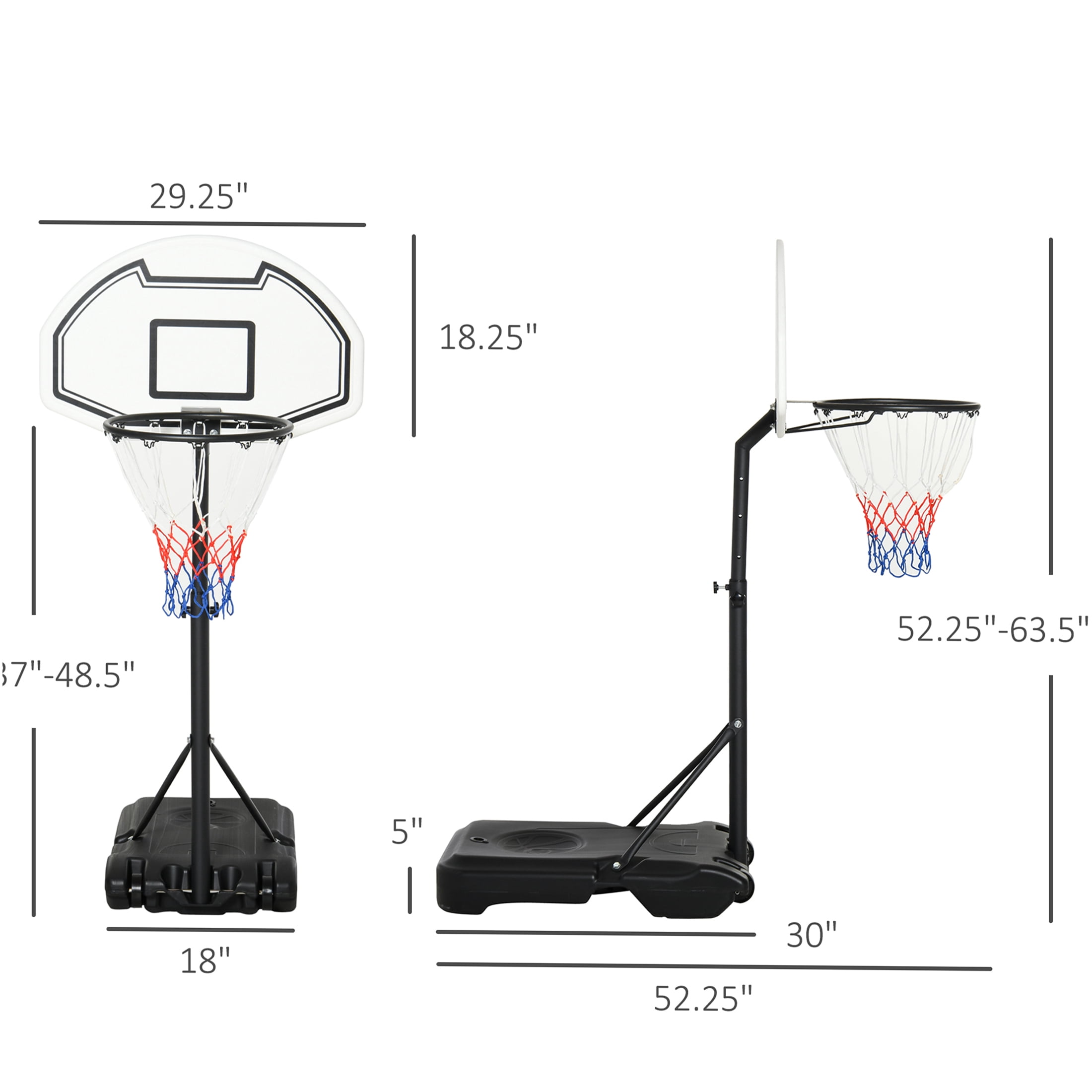 JERFIT Portable Pool Basketball Hoop with Telescoping Pole, All-Weather Net & Weighted Base for Inground & Above Ground Swimming Pools, 30" Backboard