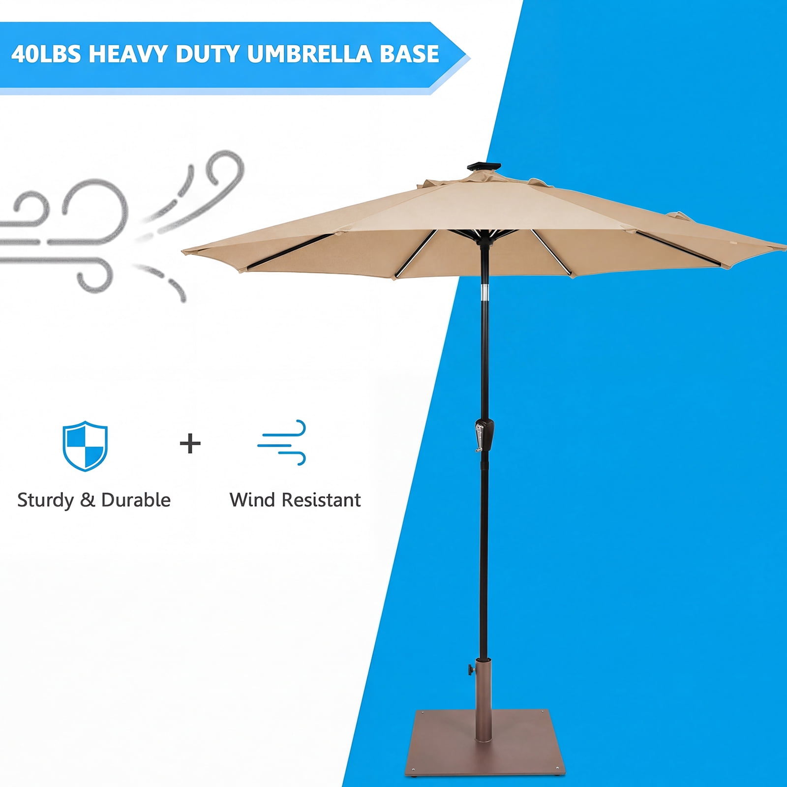 Gymax 25'' Square Patio Umbrella Base Weighted 42 LBS Outdoor Market Stand Footpads