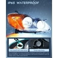 thumbnail image 4 of Nilight Headlight Assembly for 2003 2004 2005 2006 2007 2008 Toyota Corolla Headlamps Replacement Black Housing Amber Reflector Driver and Passenger Side, 4 of 8