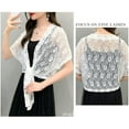 thumbnail image 3 of Municipal Sheer Shrug Tie Front Short Sleeve Lace Cropped Bolero Cardigan Floral Lace Shrug Top, 3 of 5