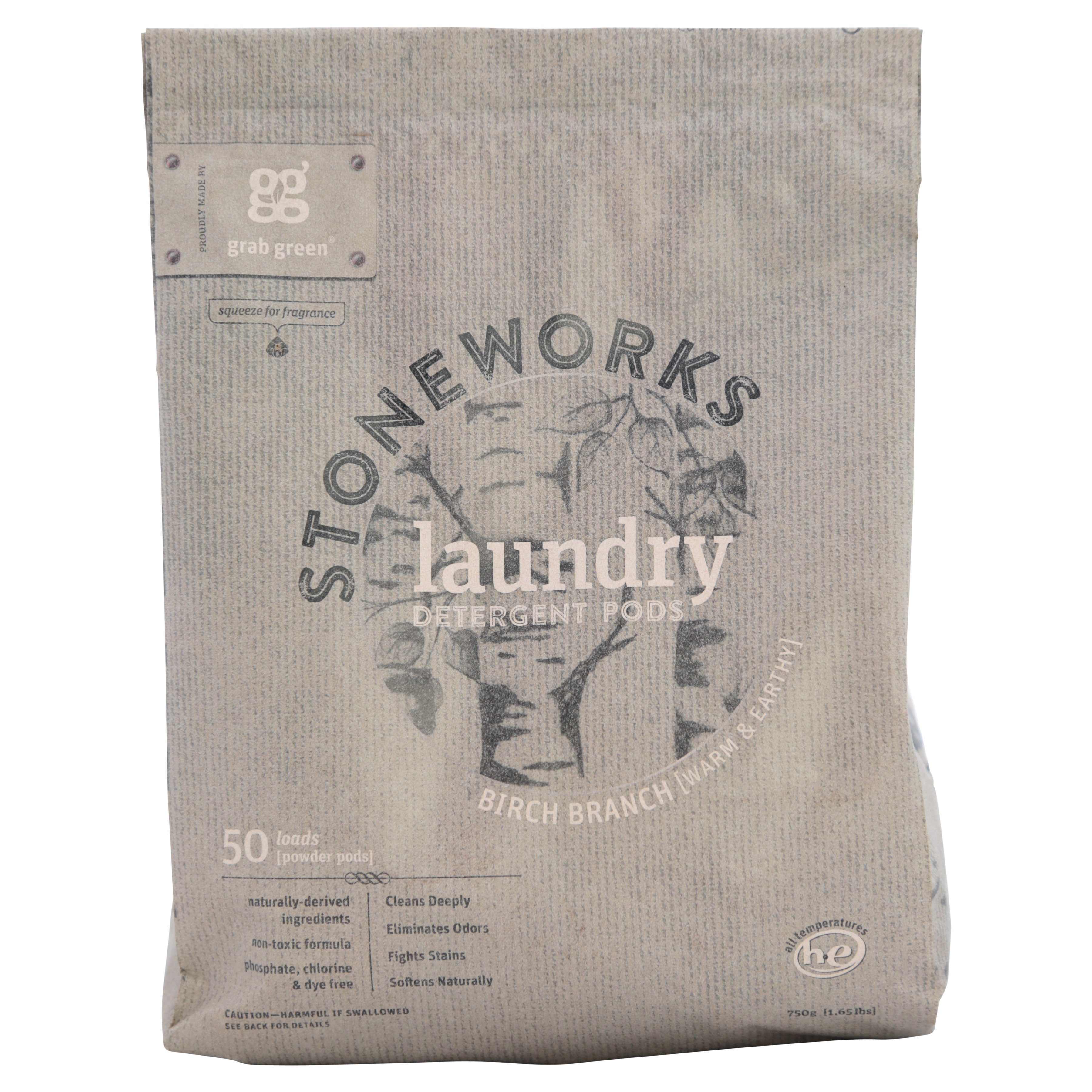 Grab Green Natural Stoneworks Laundry Detergent PreMeasured Powder