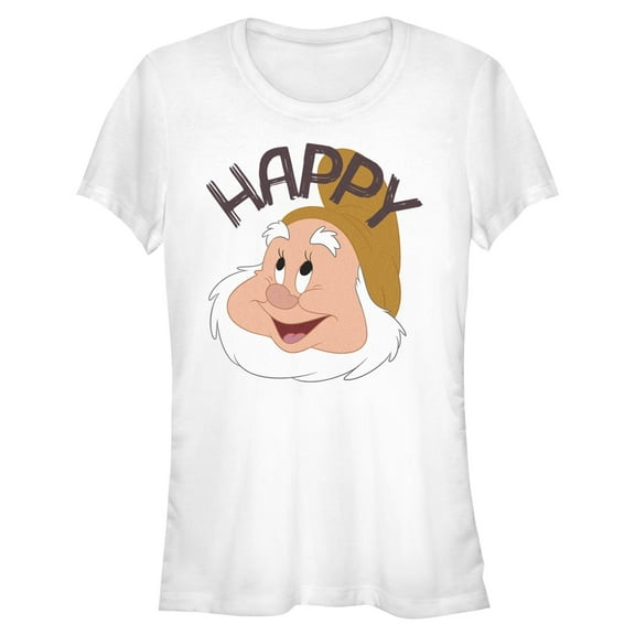 Juniors Snow White and the Seven Dwarfs Happy Big Face T Shirt